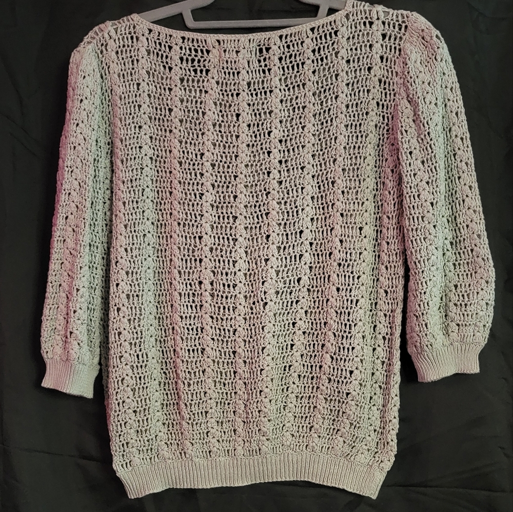 SK Imports Vintage Grey Crochett Sweater Blouse